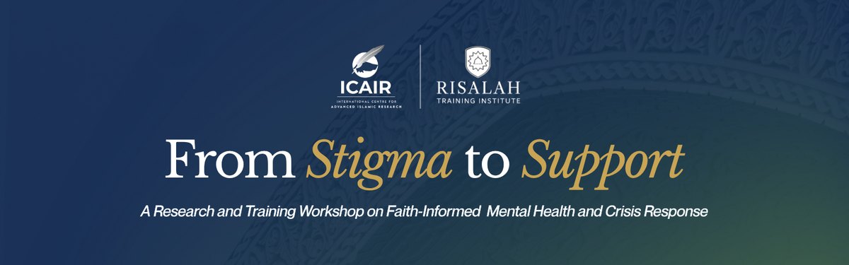 Workshop banner in dark green, the ICAIR and Risalah Training Institute marks above the title.